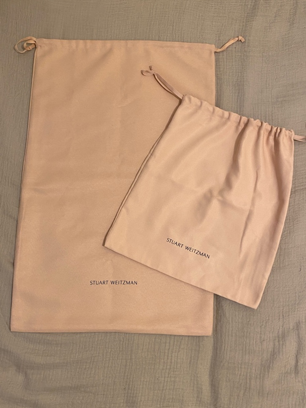 Stuart Weitzman Blush Pink Drawstring Dust Bags, Set of 2